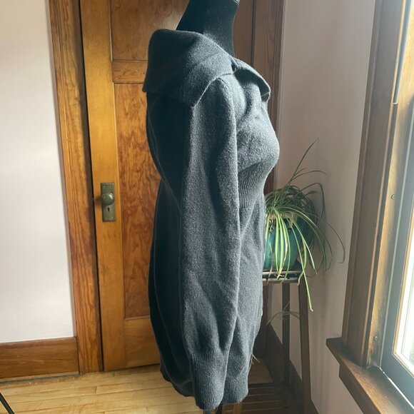 Black Button Sweater Dress M Witchy Whimsigoth Babydoll Fit Dark Feminine Luxury - Picture 4 of 9